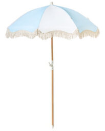Wyld And Coco 150Cm Round Tilting Parasol - Light Blue Uv-Resistant Recycled Polyester Canopy, Beech Wood Pole - thumbnail 1