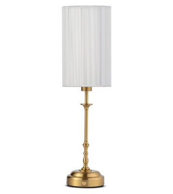 Lighting Supermarket Florence Rechargeable Antique Brass Table Lamp With Tall Ivory String Shade - image 1