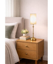 Lighting Supermarket Florence Rechargeable Antique Brass Table Lamp With Tall Ivory String Shade - thumbnail 7