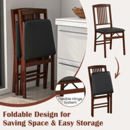 Folding Dining Chairs Set Of 2 Foldable Upholstered Kitchen Chairs Brown - thumbnail 6