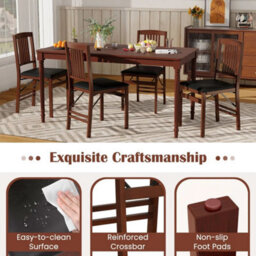 Folding Dining Chairs Set Of 2 Foldable Upholstered Kitchen Chairs Brown - thumbnail 4
