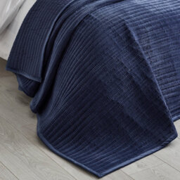Catherine Lansfield Velvet Pinsonic Quilted 220X220Cm Bedspread Navy Blue - thumbnail 2