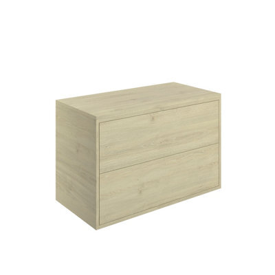 Grasmere Havana Oak Effect Wall-Mounted 2 Drawer Bathroom Cabinet (H) 588mm (W) 905mm (D) 45.3Cm - image 1