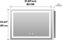 Belofay 600 X 800mm Led Illuminated Bathroom Mirror With Touch Sensor, Wall Mounted, Cool White Light - thumbnail 4