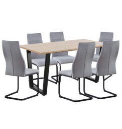 Hallowood Furniture Dudley 1.5M Dining Table Set With 6 Light Grey Cantilever Chairs - thumbnail 8