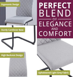 Hallowood Furniture Dudley 1.5M Dining Table Set With 6 Light Grey Cantilever Chairs - thumbnail 5