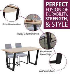 Hallowood Furniture Dudley 1.5M Dining Table Set With 6 Light Grey Cantilever Chairs - thumbnail 2