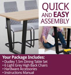 Hallowood Furniture Dudley 1.5M Dining Table Set With 6 Light Grey Cantilever Chairs - thumbnail 7