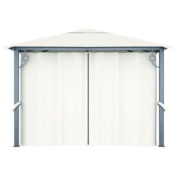 Berkfield Gazebo With Curtain 300X300 Cm Cream Aluminium - thumbnail 5