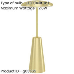 Loops 2 Pack Stylish Led Table Lamp With Brushed Brass Finish For Modern Indoor Decor - thumbnail 2
