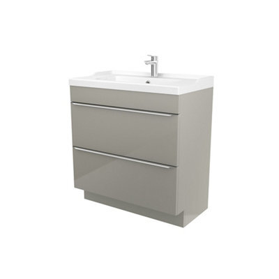 GoodHome Imandra Taupe Freestanding Vanity Unit & Basin Set - Includes Lana Basin (W)804mm