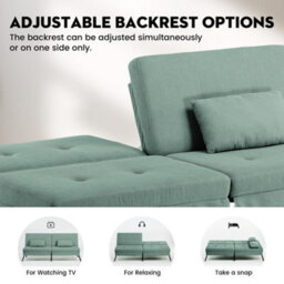 Comhoma Fabric Sofa Bed 3 Seater Upgraded Frame 5-Gear Back Angle Adjustable Futon Sofa, Corduroy, Olive Green - thumbnail 6