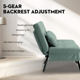 Comhoma Fabric Sofa Bed 3 Seater Upgraded Frame 5-Gear Back Angle Adjustable Futon Sofa, Corduroy, Olive Green - thumbnail 3