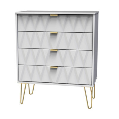 Pesaro Ready Assembled Matt White No Effect 4 Drawer Wide Chest (H)885mm (W)765mm (D)415mm - image 1