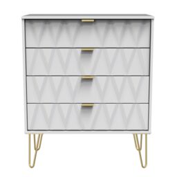 Pesaro Ready Assembled Matt White No Effect 4 Drawer Wide Chest (H)885mm (W)765mm (D)415mm - thumbnail 2