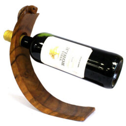 Serenityy Balance Wine Holder Turtle - Handmade Suar Wood Bottle Stand, Natural Brown Gloss Finish, Decorative Tabletop Display