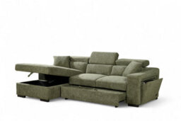Green Corner Sofa Bed With Storage In Chenille Fabric 1C2 Sofabed - thumbnail 5
