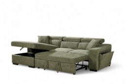 Green Corner Sofa Bed With Storage In Chenille Fabric 1C2 Sofabed - thumbnail 3
