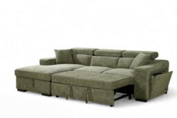 Green Corner Sofa Bed With Storage In Chenille Fabric 1C2 Sofabed - thumbnail 6