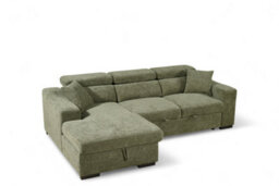 Green Corner Sofa Bed With Storage In Chenille Fabric 1C2 Sofabed - thumbnail 4