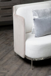 Orsina Two-Seater Sofa,white Upholstered Couch With Silver Legs,thick Padded Sofa Seat,ideal For Outdoor Patio - thumbnail 3