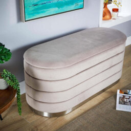 Home Source Cake Light Grey Velvet Single Storage Ottoman - thumbnail 3