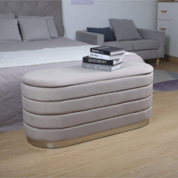 Home Source Cake Light Grey Velvet Single Storage Ottoman - thumbnail 1
