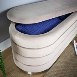 Home Source Cake Light Grey Velvet Single Storage Ottoman - thumbnail 5