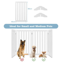 Costway 4-Panel 89 Cm Pet Barrier Wooden Freestanding Pet Safety Gate Step Over Fence - thumbnail 2