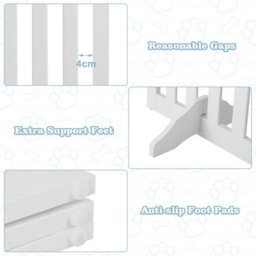 Costway 4-Panel 89 Cm Pet Barrier Wooden Freestanding Pet Safety Gate Step Over Fence - thumbnail 6