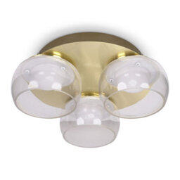 Valuelights Alissa Brushed Gold Ip44 3 Way Clear Glass Integrated Led Ceiling Light - thumbnail 1