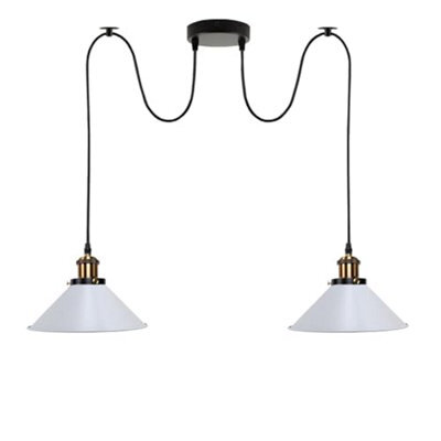 Industrial 2 Heads Spider Pendant Fitting 22Cm White Light Shade Vintage  Flush Mount Adjustable Ceiling Lamp - image 1