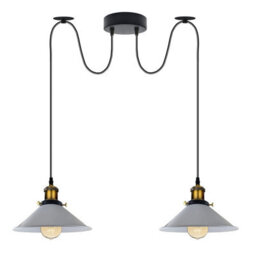 Industrial 2 Heads Spider Pendant Fitting 22Cm White Light Shade Vintage  Flush Mount Adjustable Ceiling Lamp - thumbnail 8