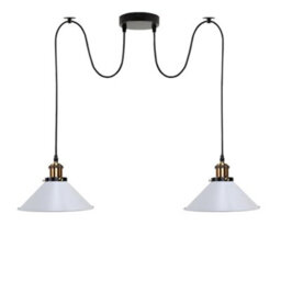 Industrial 2 Heads Spider Pendant Fitting 22Cm White Light Shade Vintage  Flush Mount Adjustable Ceiling Lamp - thumbnail 1