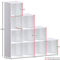 Lassic Vida Designs Durham White 10 Cube Staircase Storage Unit Bookcase Organiser - thumbnail 2