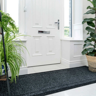Loomed Dark Slate Grey Hard Wearing Non Slip Cut To Measure Runner Utility Mat 66Cm Wide (2Ft 2In W X 17Ft L) - image 1