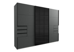 Divac 3 Door Sliding Wardrobe With Drawers And Black Glass 270Cm - thumbnail 2