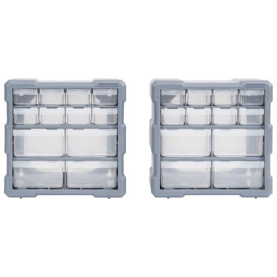 Berkfield Durable Multi-Drawer Organisers With 12 Drawers 2 Pcs 26.5X16X26 Cm - image 1