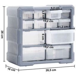 Berkfield Durable Multi-Drawer Organisers With 12 Drawers 2 Pcs 26.5X16X26 Cm - thumbnail 8