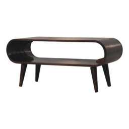 Artisan Furniture Solid Wood Amaya Light Walnut Coffee Table, Open Storage, Nordic Legs, Dark Brown - thumbnail 4