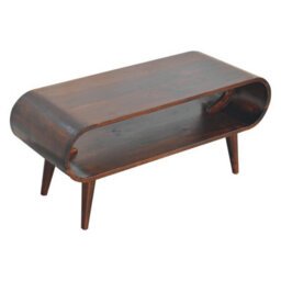 Artisan Furniture Solid Wood Amaya Light Walnut Coffee Table, Open Storage, Nordic Legs, Dark Brown - thumbnail 7