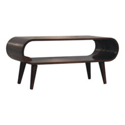Artisan Furniture Solid Wood Amaya Light Walnut Coffee Table, Open Storage, Nordic Legs, Dark Brown - thumbnail 3