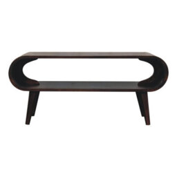 Artisan Furniture Solid Wood Amaya Light Walnut Coffee Table, Open Storage, Nordic Legs, Dark Brown - thumbnail 2