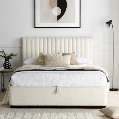 Anna Ottoman Cream Boucle - Double Bed Frame Only - image 1