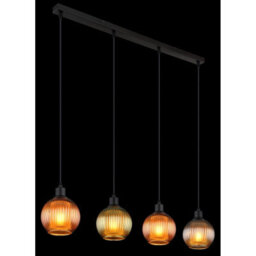Luminosa Lighting Luminosa Zumba Bar Pendant Ceiling Light Matt Black Balls Glass Shade 4X E27 - thumbnail 5