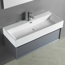 Homestylestore 1010mm Black Grey Wall Hung Waterproof Bathroom Vanity Unit - thumbnail 2