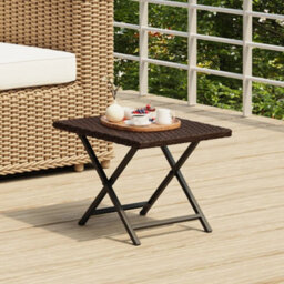 Vidaxl Folding Table Brown 45X35X32 Cm Poly Rattan - thumbnail 2