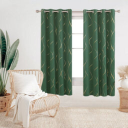 Deconovo Blackout Curtains, Eyelet Thermal Gold Wave Foil Printed Curtains For Kids Bedroom, 46 X 72 Inch, Dark Forest, One Pair - thumbnail 2