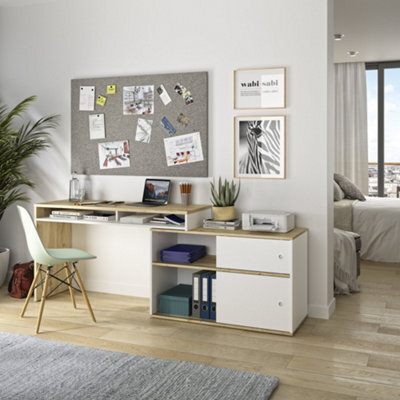 Diagone Oak & White Modular Desk - image 1
