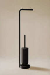 Cosmic Toilet Brush With Toilet Roll Holder, Award-Winning Design, Black, Geyser Collection